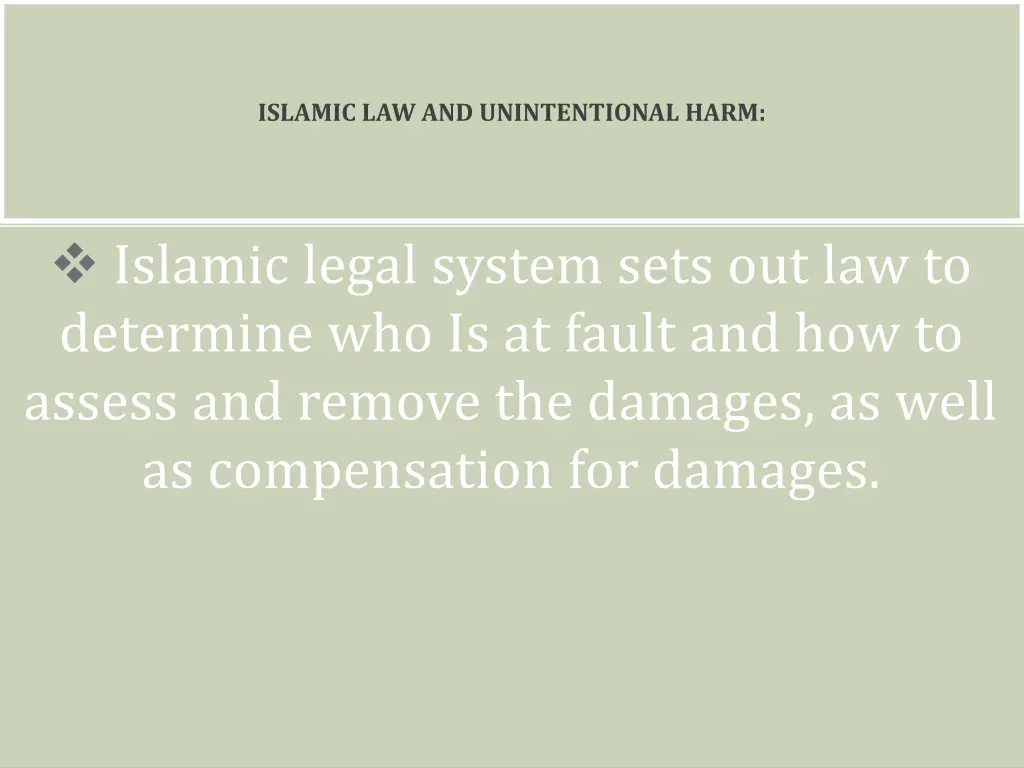 islamic law and unintentional harm