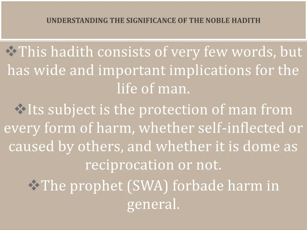 understanding the significance of the noble hadith