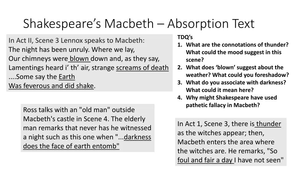 shakespeare s macbeth absorption text