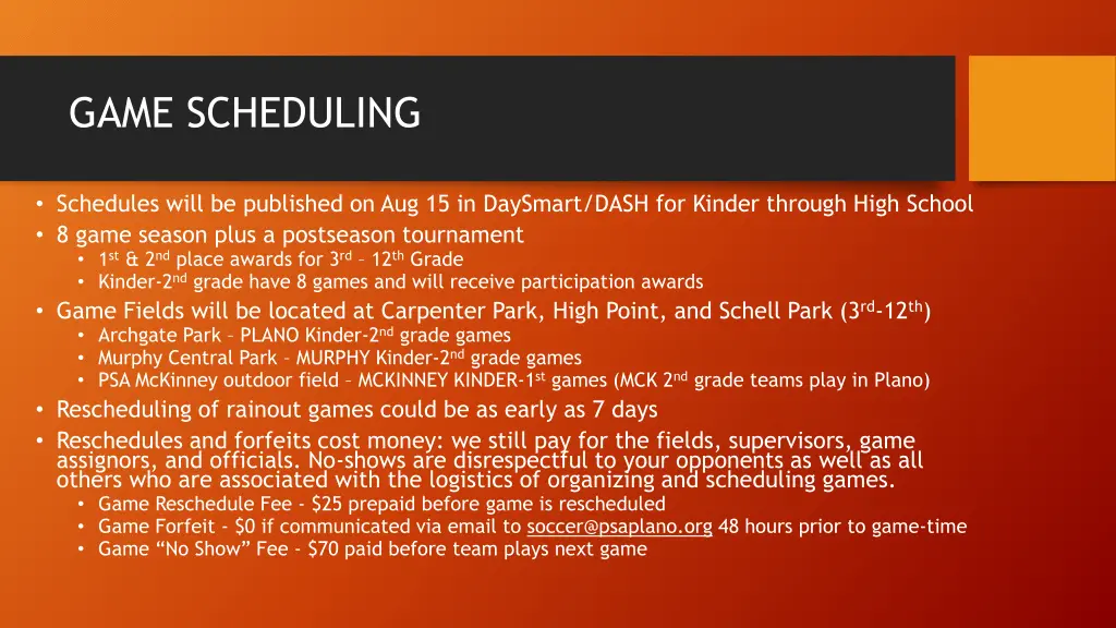 game scheduling