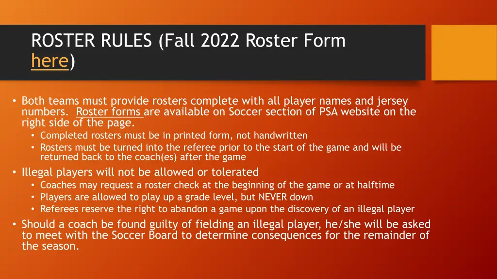 roster rules fall 2022 roster form here