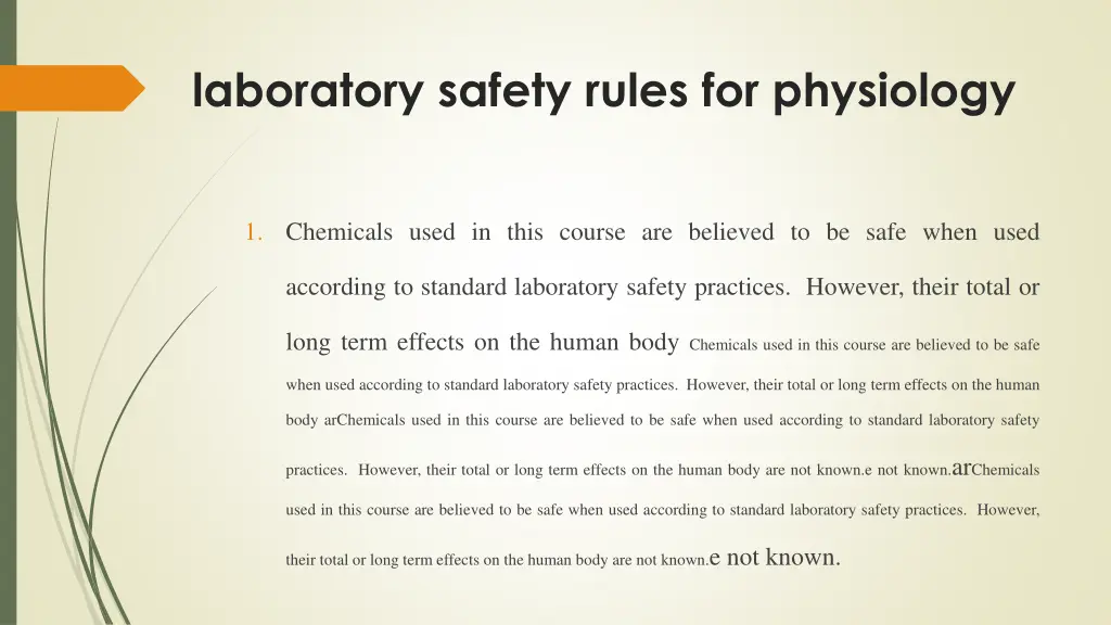 laboratory safety rules for physiology 1