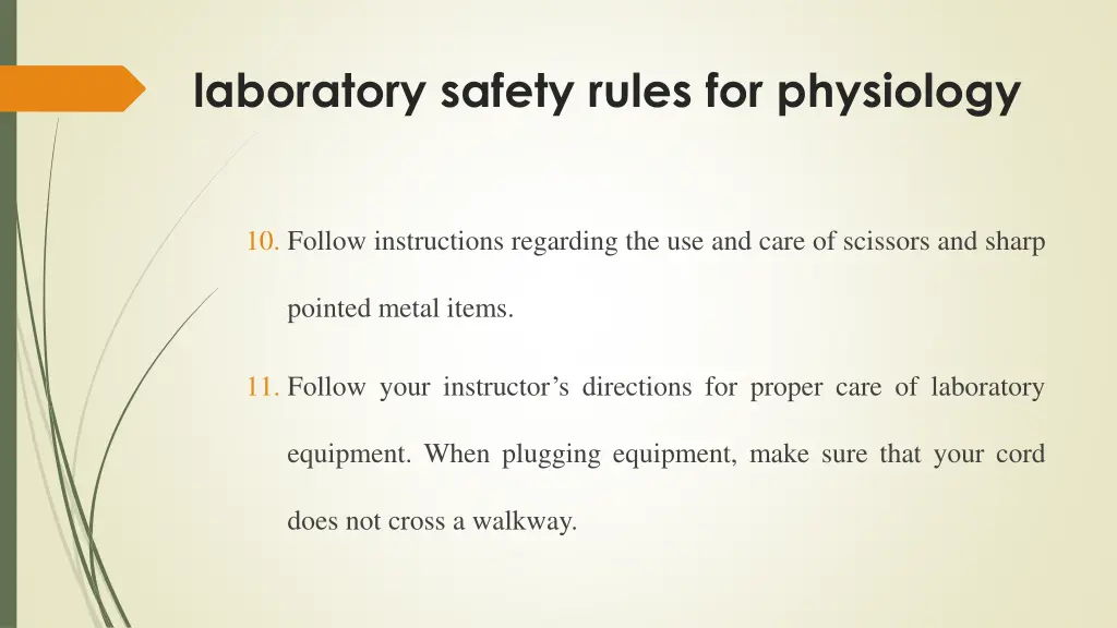 laboratory safety rules for physiology 6