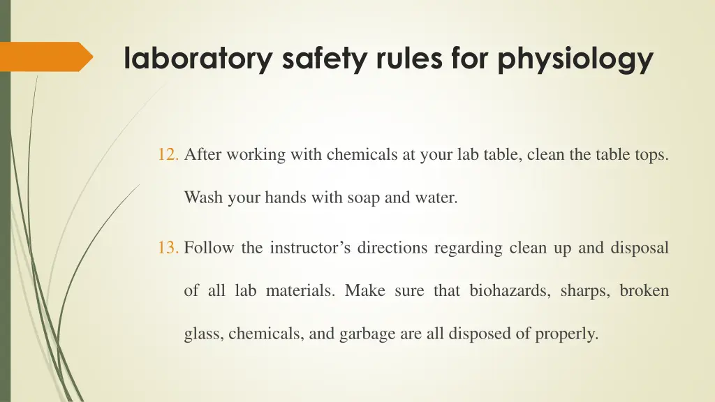 laboratory safety rules for physiology 7