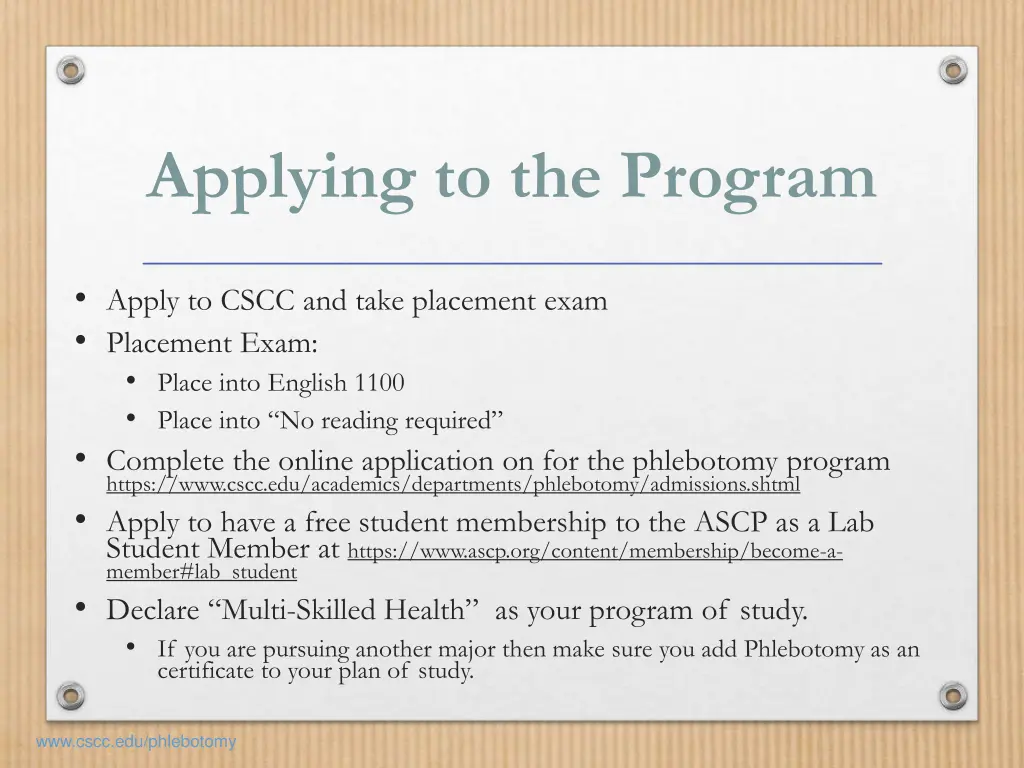 applying to the program 1