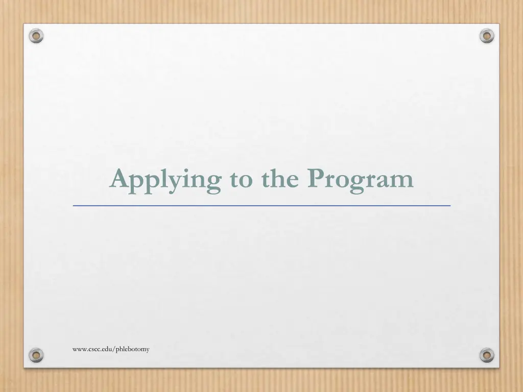 applying to the program