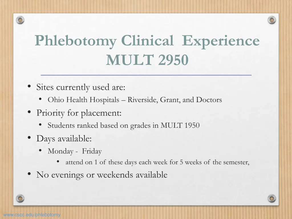 phlebotomy clinical experience mult 2950