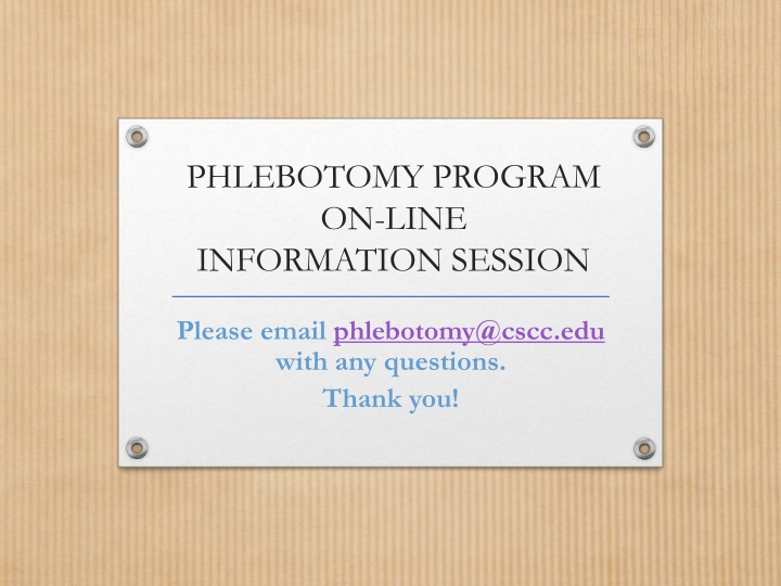 phlebotomy program on line information session