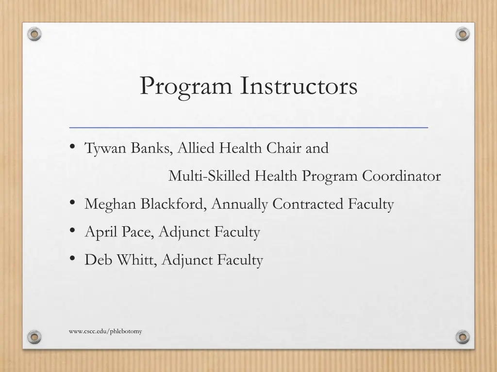 program instructors