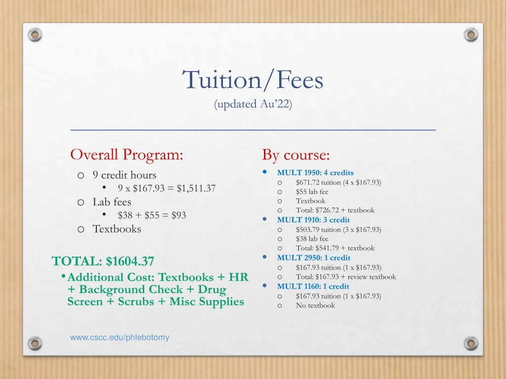 tuition fees updated au 22