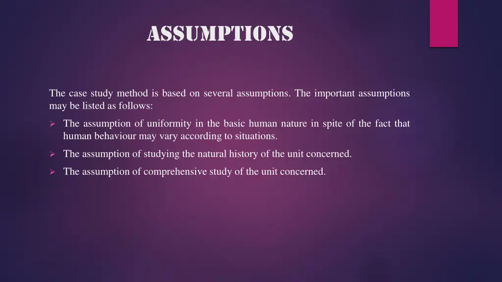 assumptions