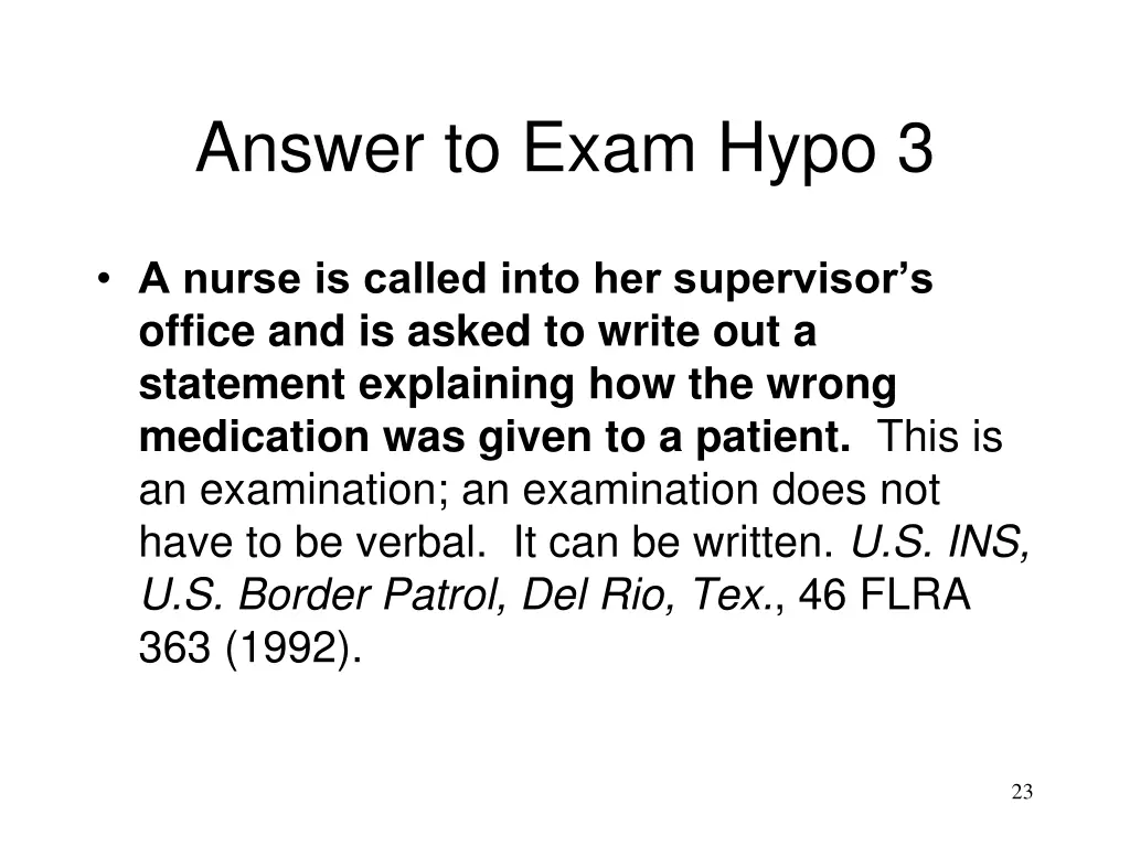 answer to exam hypo 3