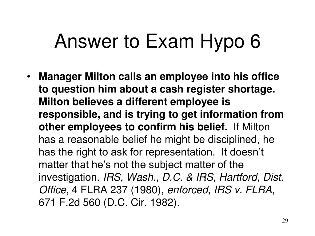 answer to exam hypo 6