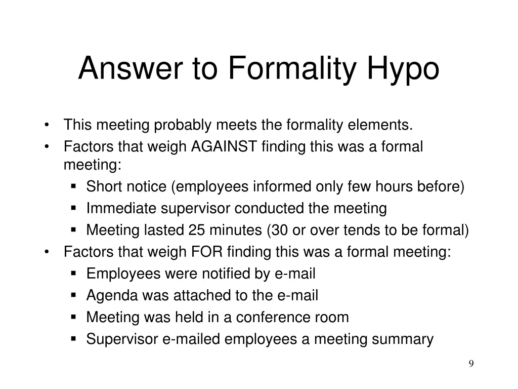 answer to formality hypo