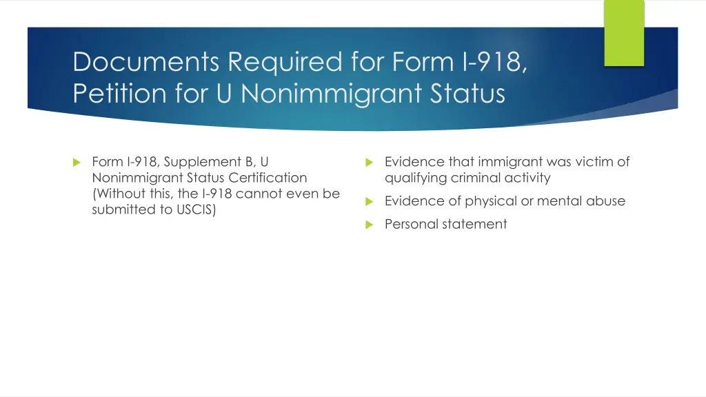 documents required for form i 918 petition