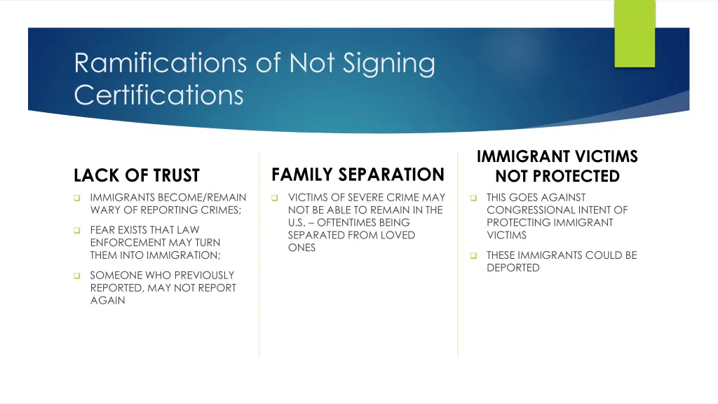 ramifications of not signing certifications