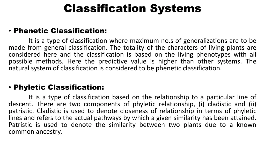 classification systems