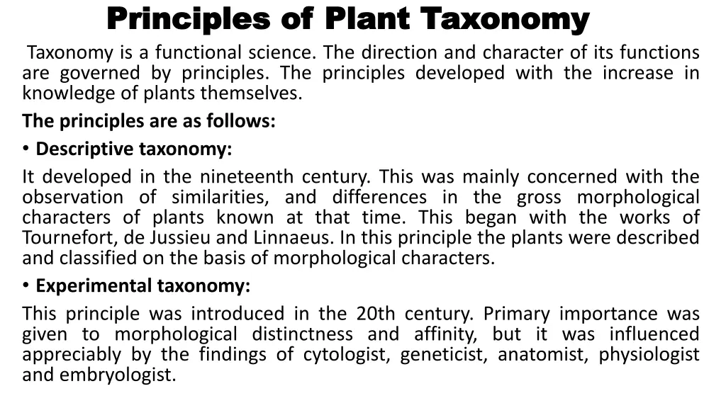 principles of plant taxonomy principles of plant