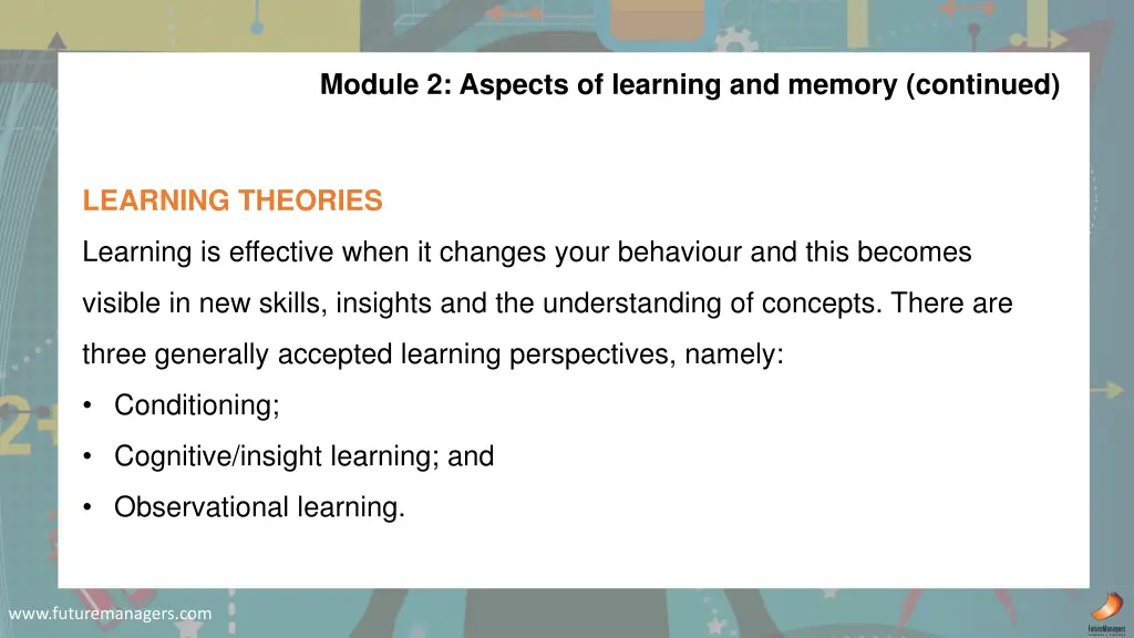 module 2 aspects of learning and memory continued 1