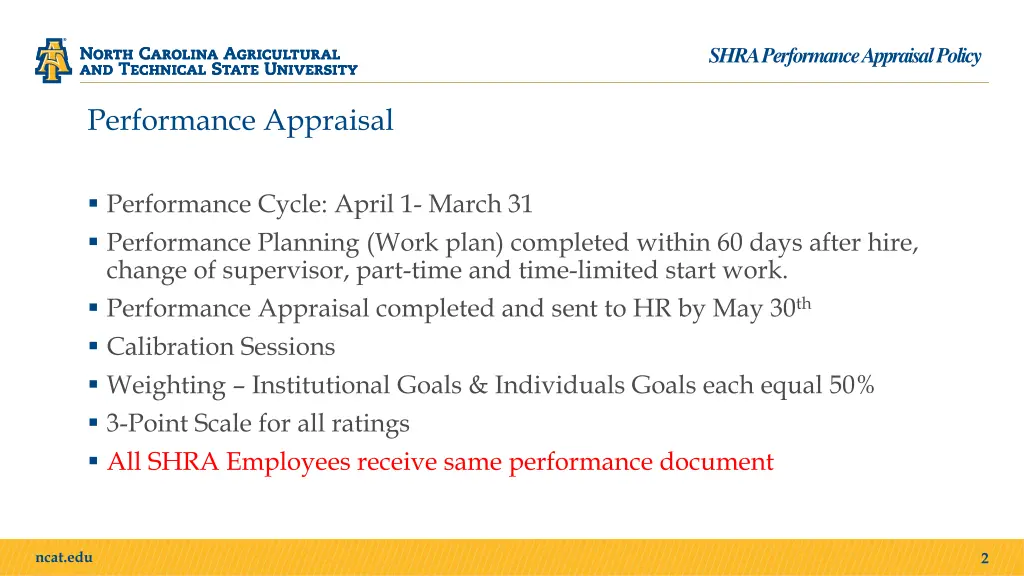 shra performance appraisal policy 1