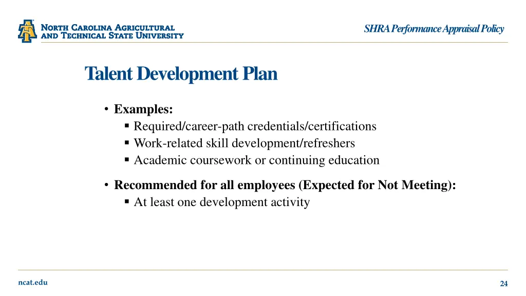 shra performance appraisal policy 19