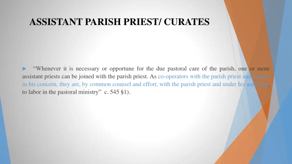 assistant parish priest curates