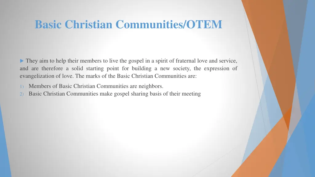 basic christian communities otem 1