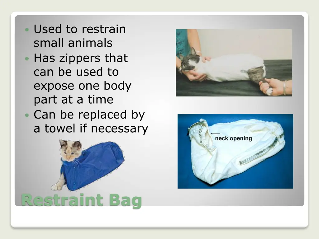 used to restrain small animals has zippers that