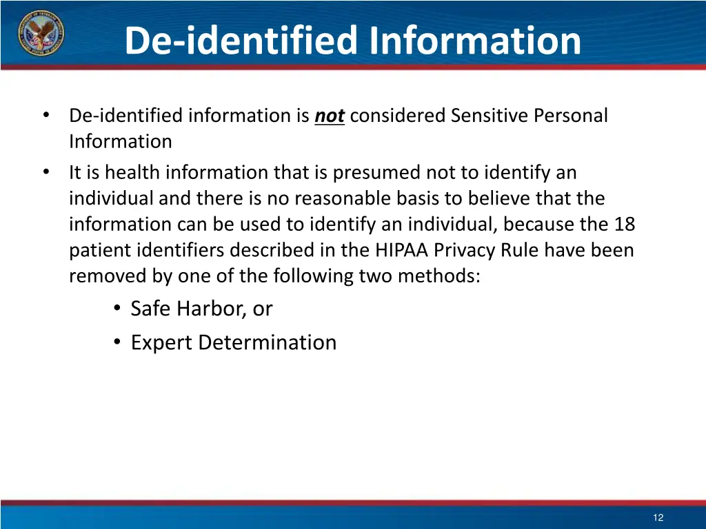 de identified information