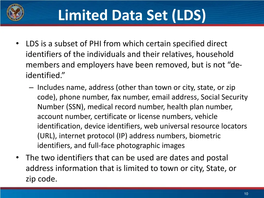 limited data set lds