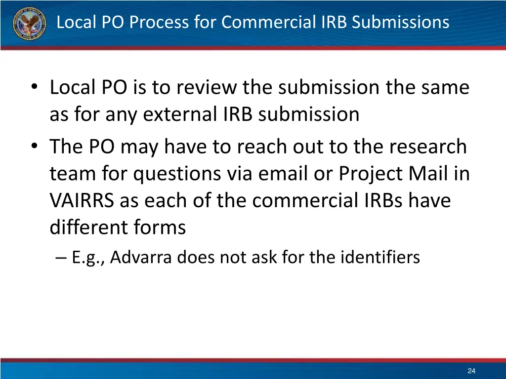 local po process for commercial irb submissions