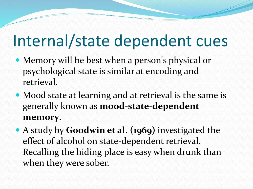 internal state dependent cues