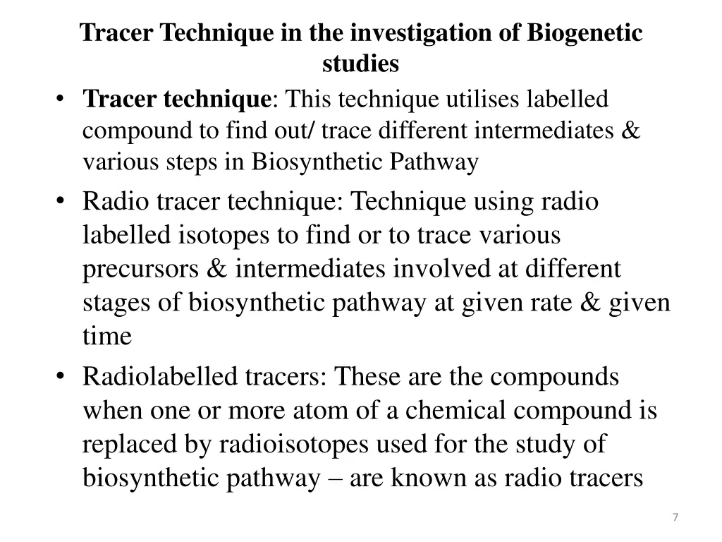 tracer technique in the investigation