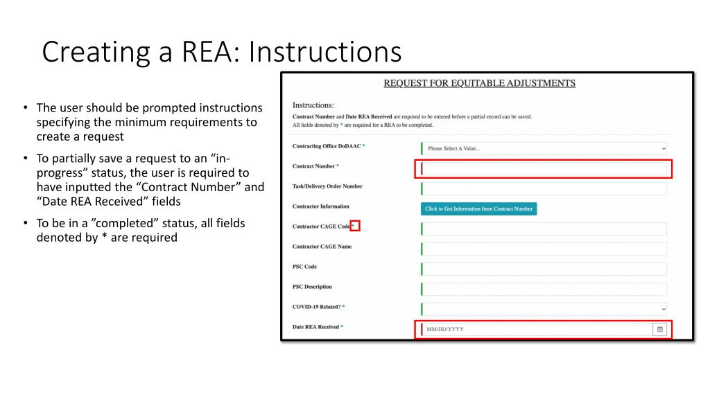 creating a rea instructions