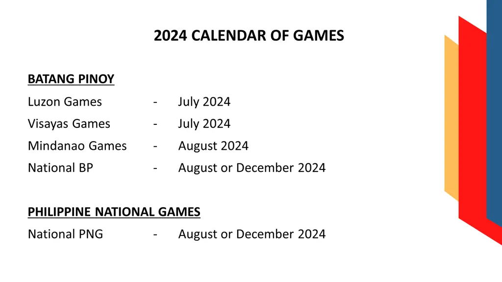 2024 calendar of games