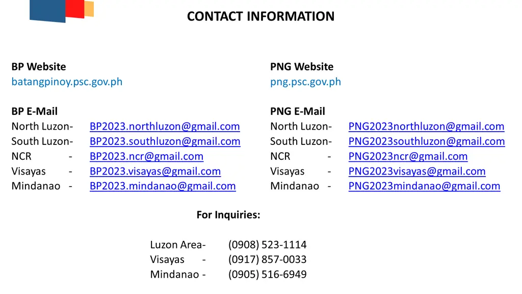 contact information