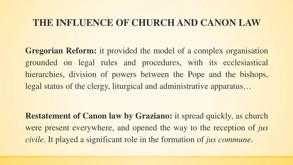 the influence of church and canon law