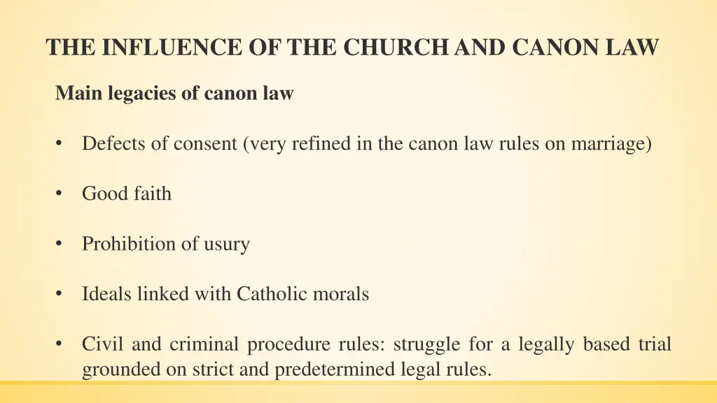 the influence of the church and canon law