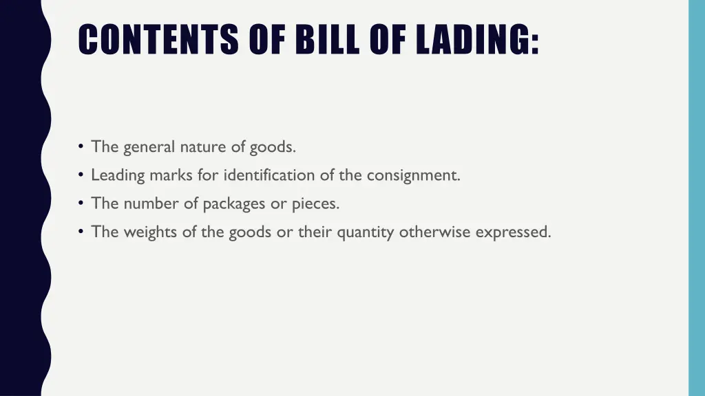 contents of bill of lading