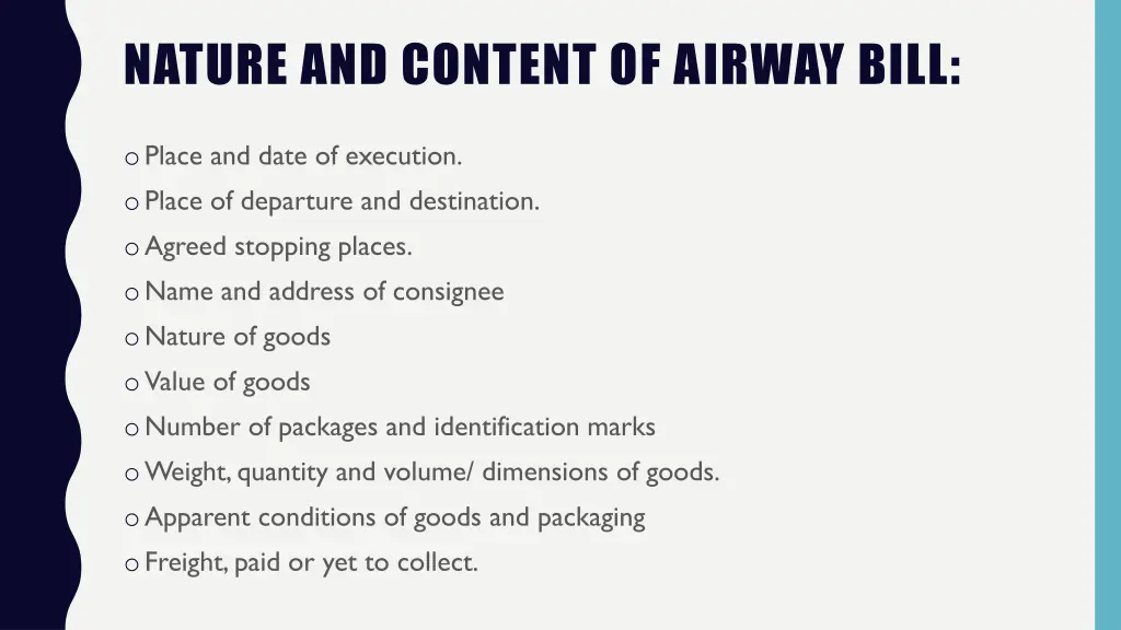 nature and content of airway bill