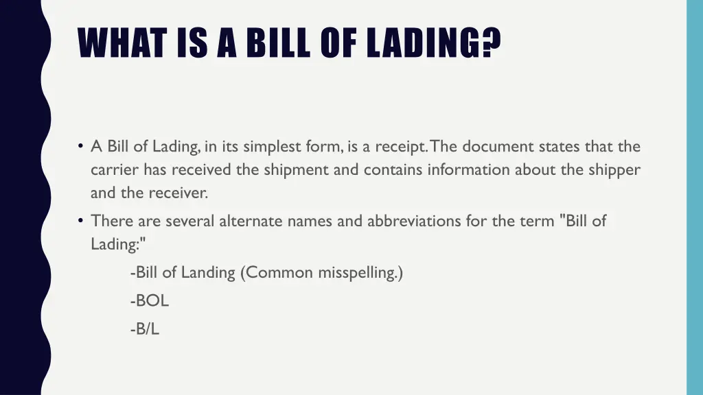 what is a bill of lading