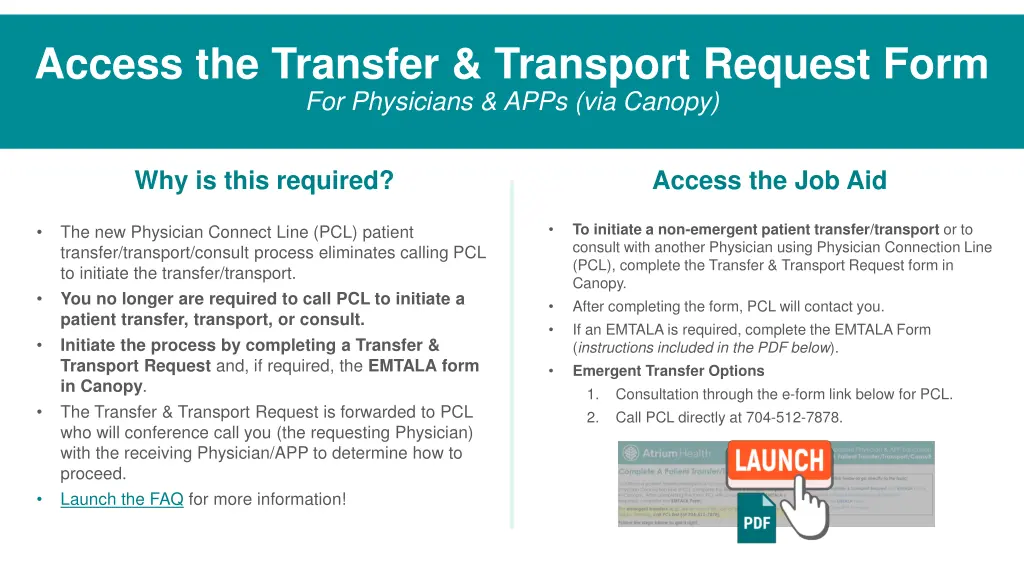 access the transfer transport request form