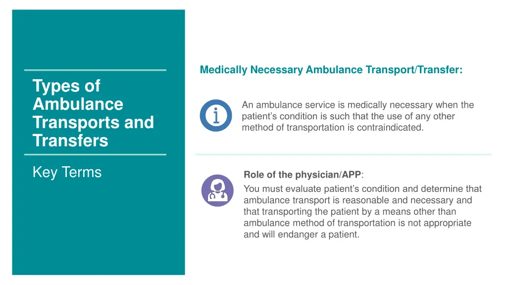 medically necessary ambulance transport transfer