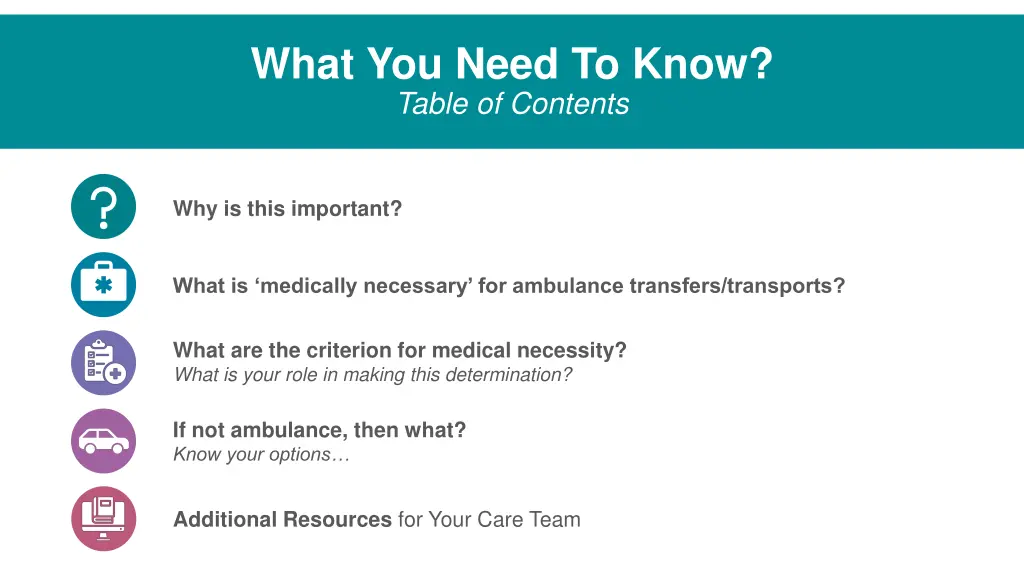 what you need to know table of contents