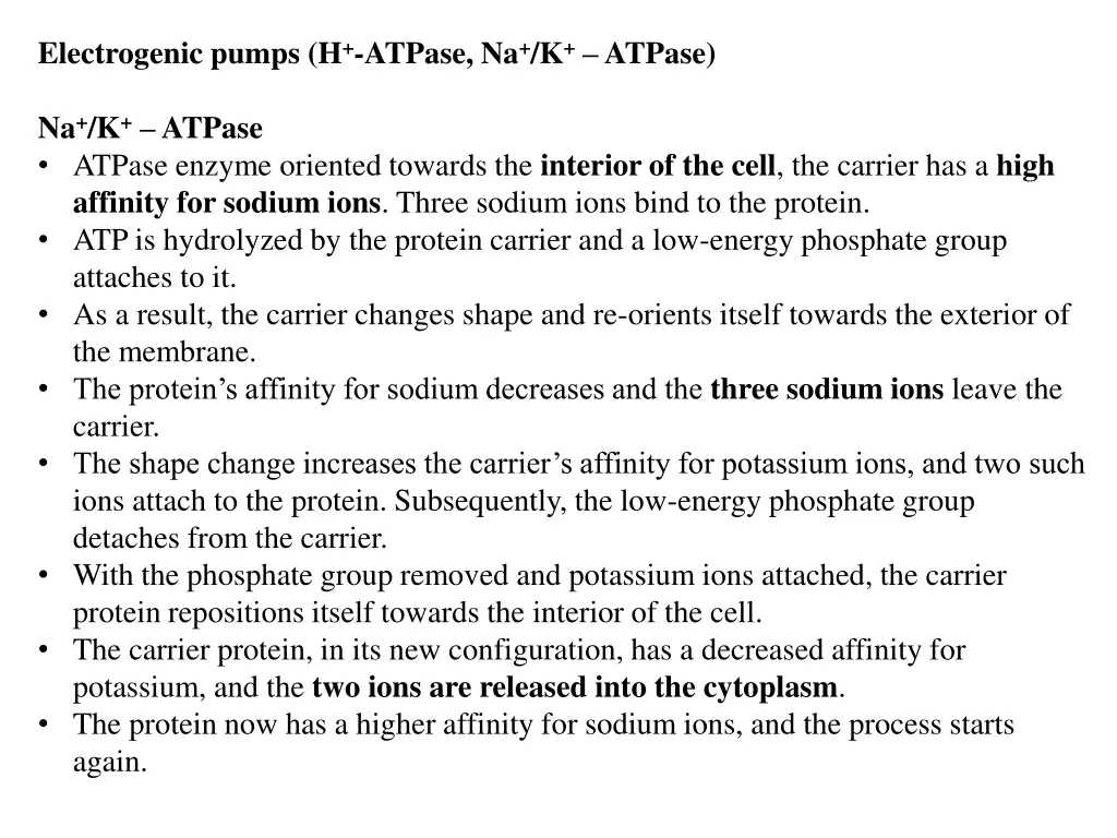 electrogenic pumps h atpase na k atpase