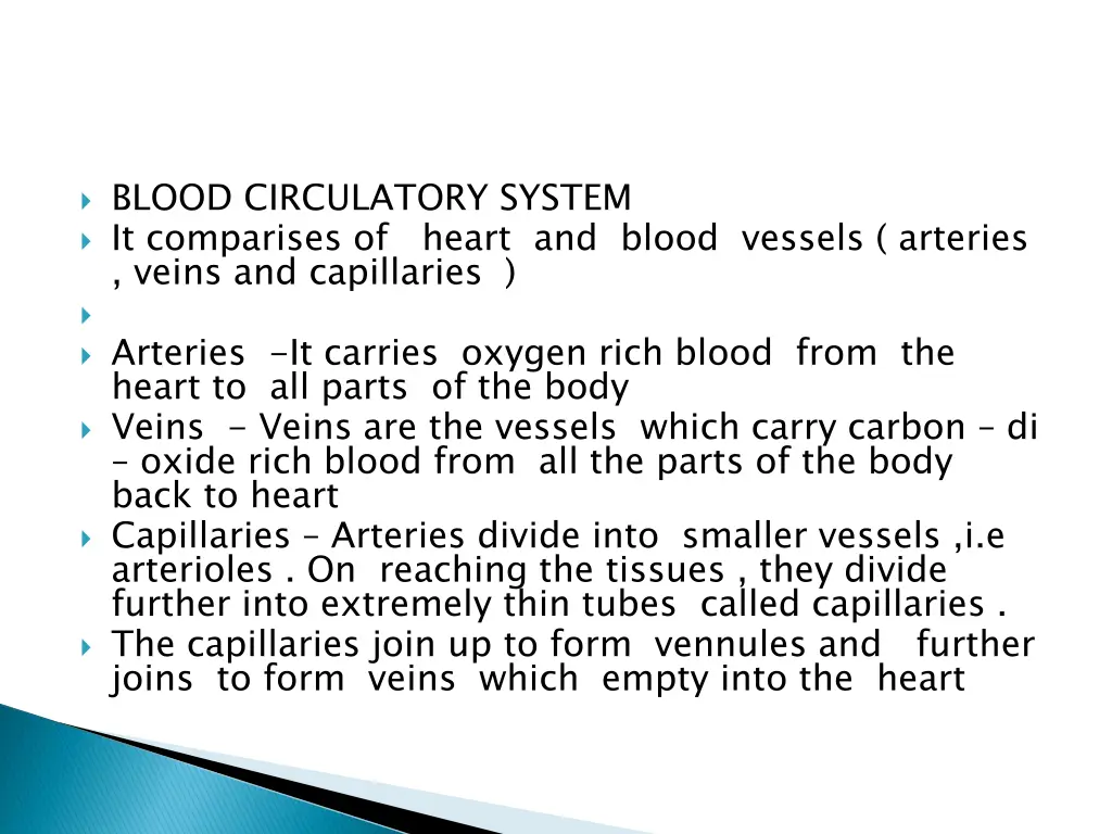 blood circulatory system it comparises of heart