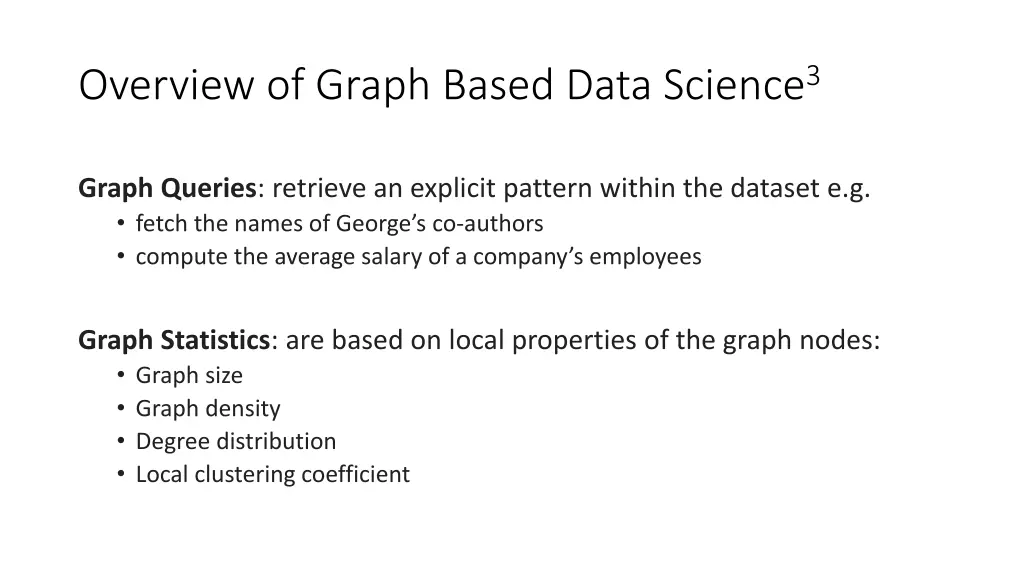 overview of graph based data science 3 1