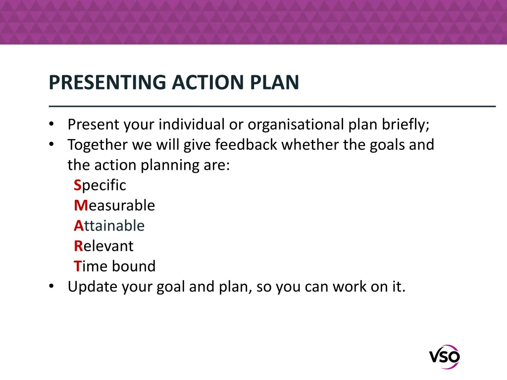 presenting action plan