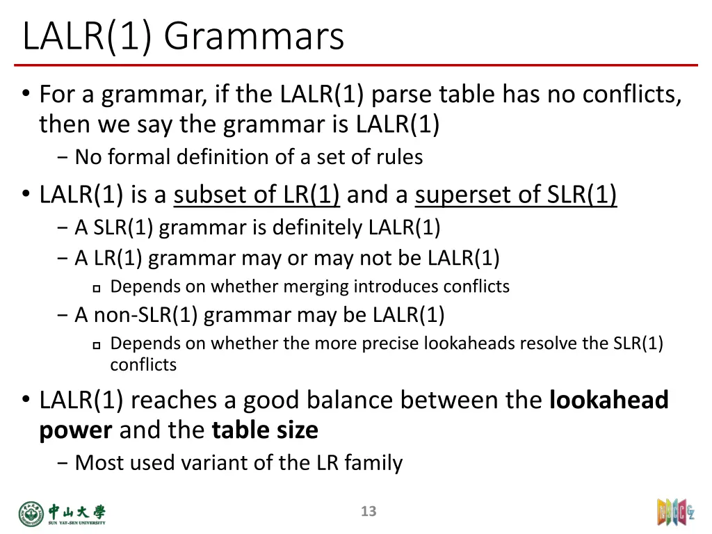 lalr 1 grammars