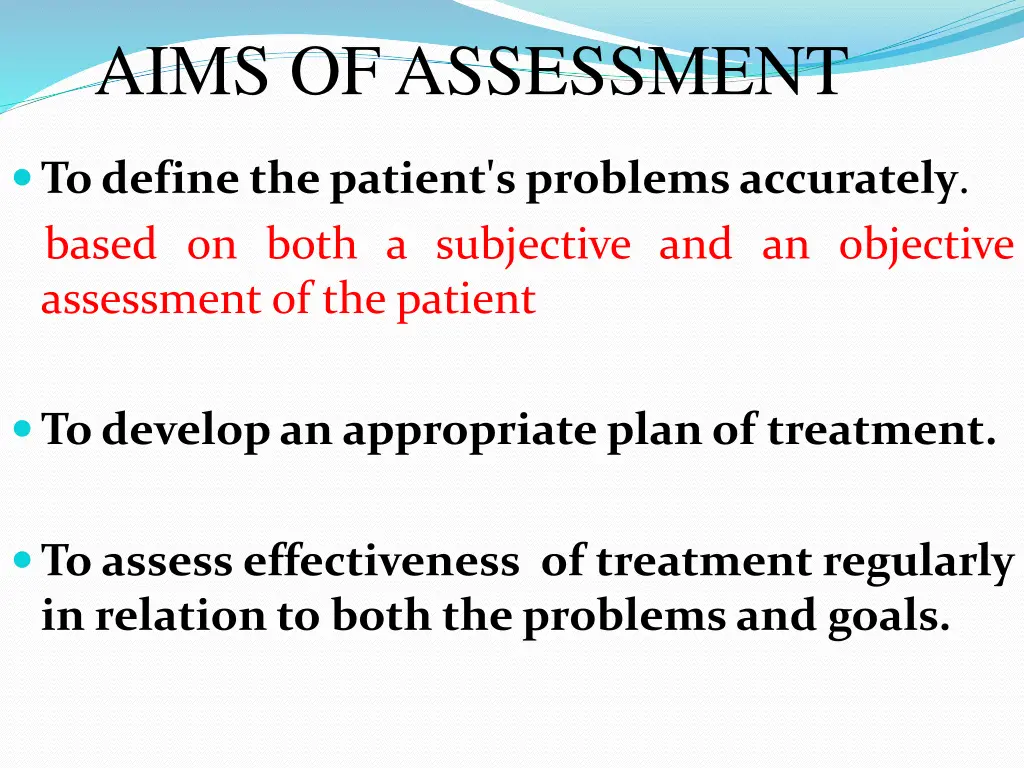 aims of assessment